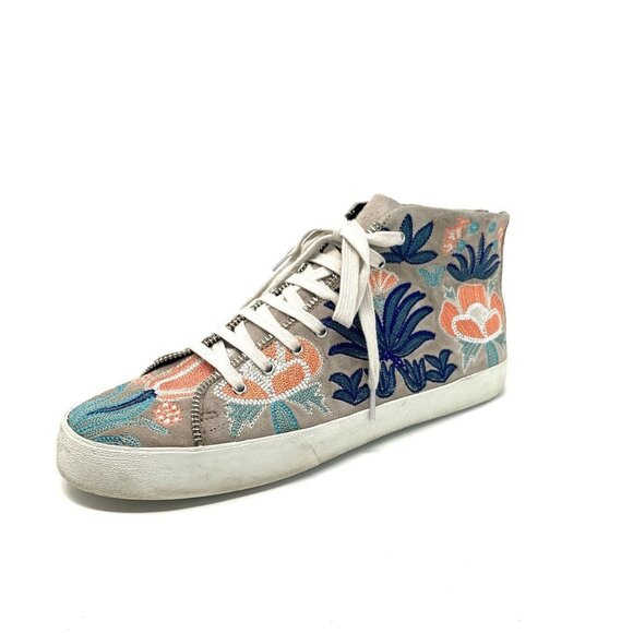 Rebecca Minkoff Size 9.5 Zaina Embroidered Mid Top Sneakers Suede - Picture 1 of 10